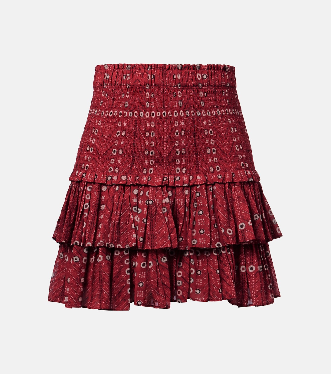 

Мини-юбка из хлопка Naomi с оборками и принтом Marant Etoile, красный