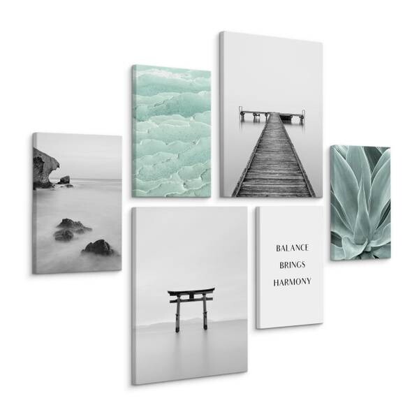 

Картины на холсте Muralo Set Meer Brücke Pflanze цвет schwarz/grau/weiß
