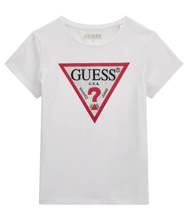 

Футболка Guess Regular Fit с логотипом в треугольнике, белый / красный
