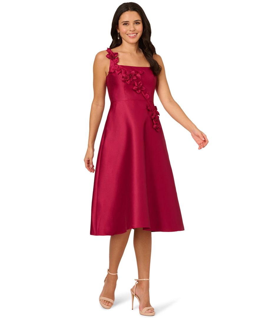 

Женское миди-платье Mikado с 3D-цветами Adrianna Papell, Red Plum
