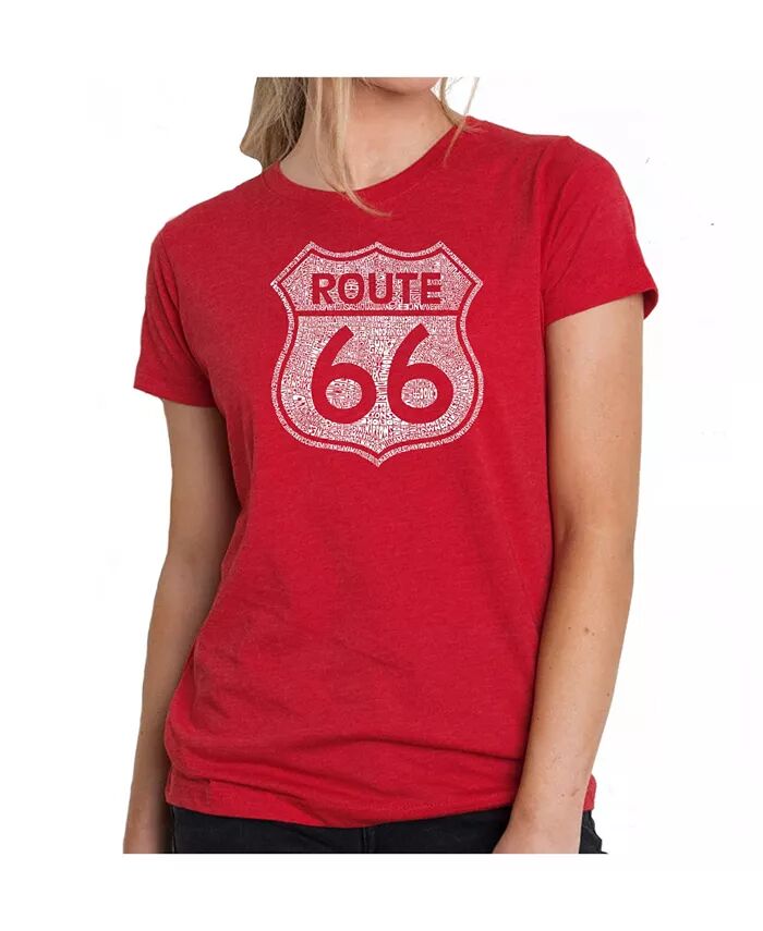 

Женская футболка премиум-класса с надписью Word Art - Route 66 LA Pop Art, красный