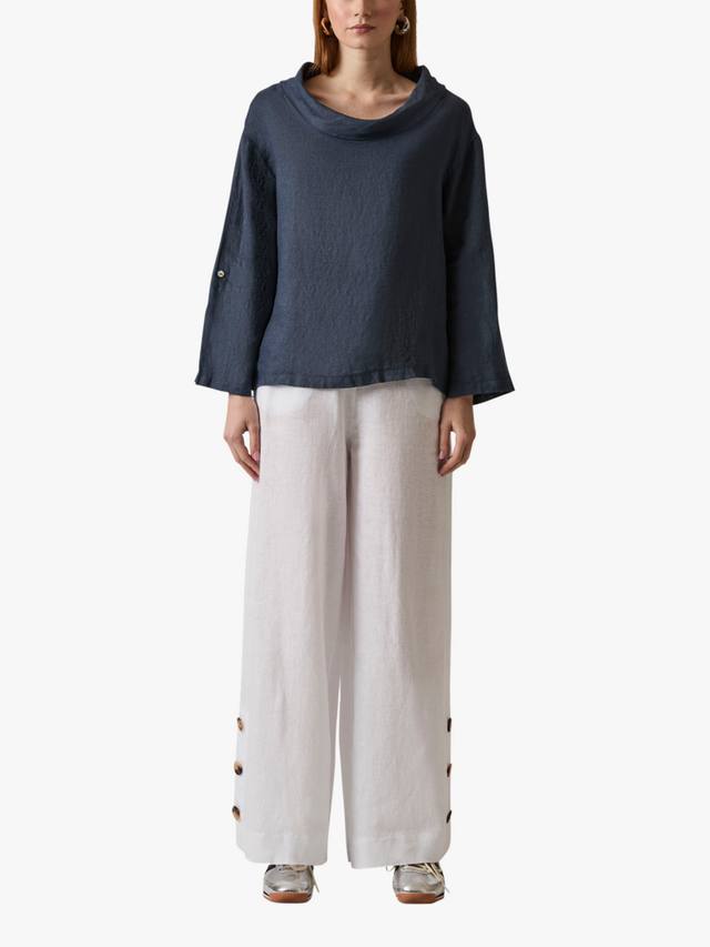 

Топ из чистого льна с воротником-капюшоном James Lakeland, Navy