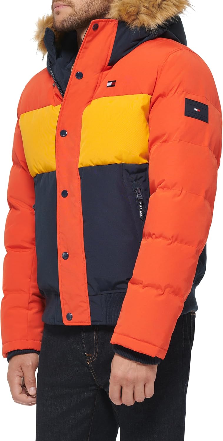 Мужская стеганая куртка-бомбер Tommy Hilfiger Arctic Cloth (стандартная и для больших и высоких), Orange/Yellow/Navy — фото 2
