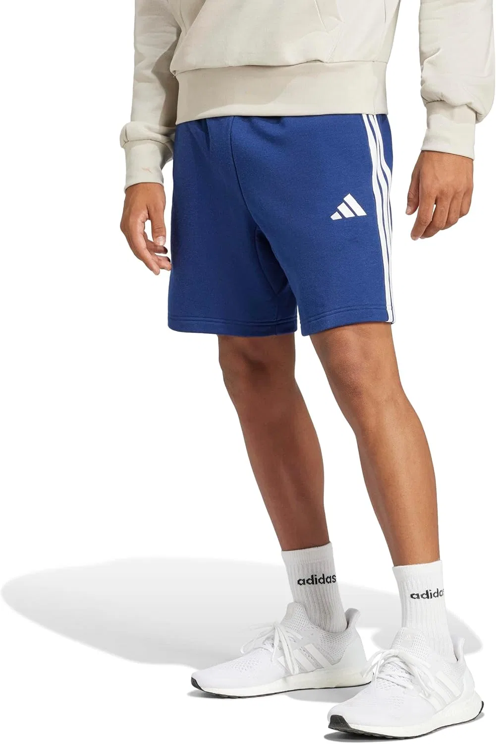 Шорты спортивные с тремя полосками adidas, темно-синие/белые — фото 3