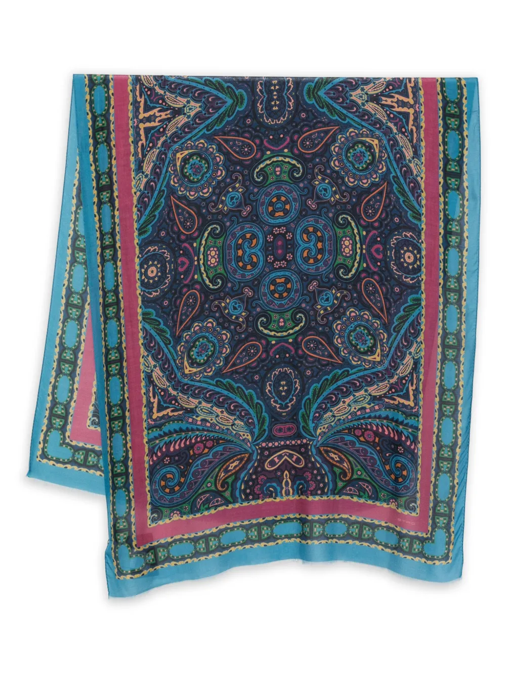 

Шарф с бахромой и узором пейсли ETRO, синий