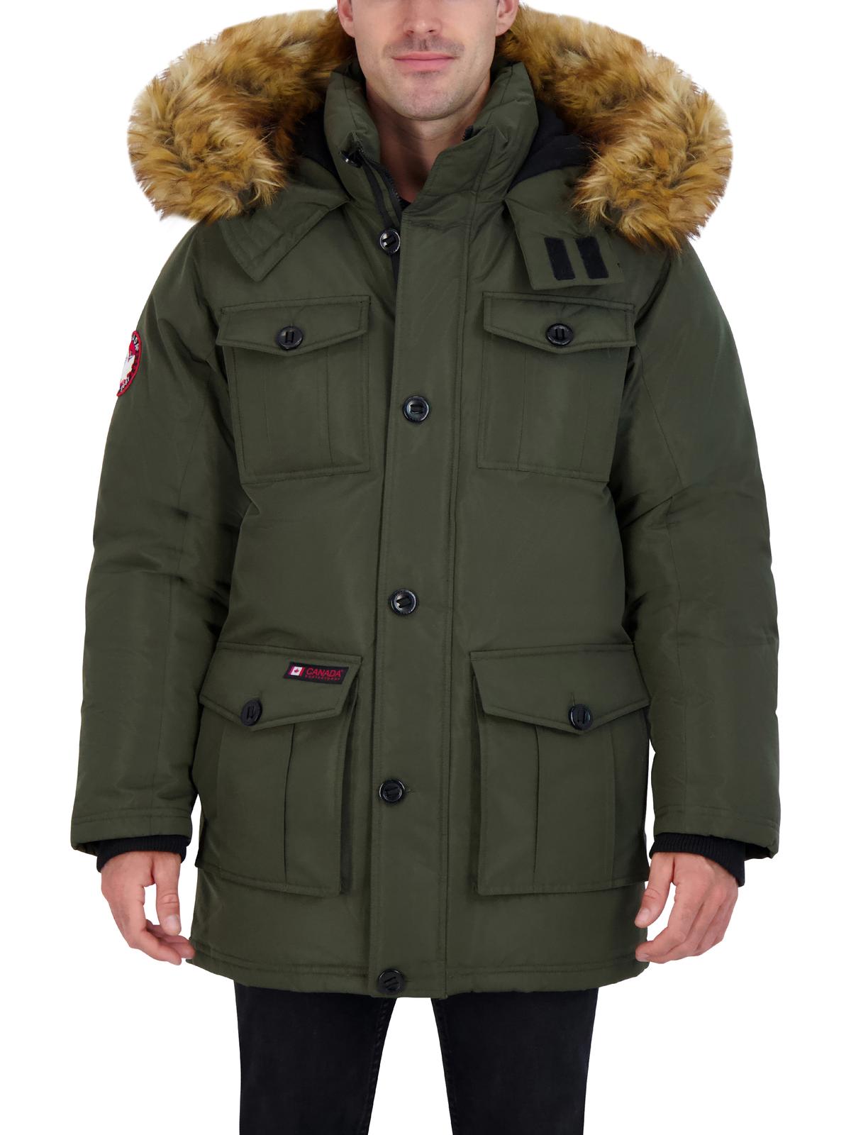 

Мужская парка из тяжелого искусственного меха Canada Weather Gear, оливковый