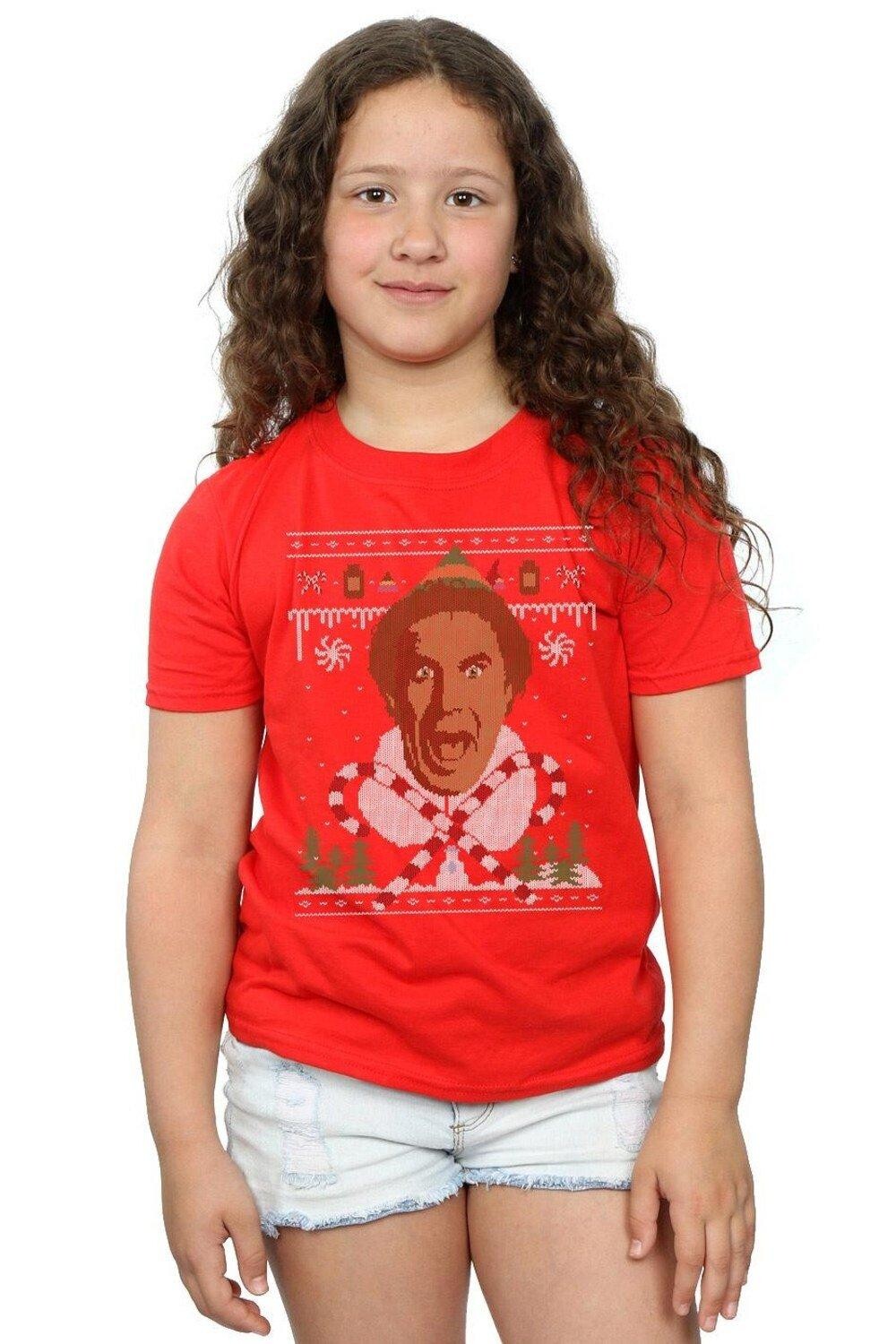 

Хлопковая футболка Christmas Fair Isle Elf, красный