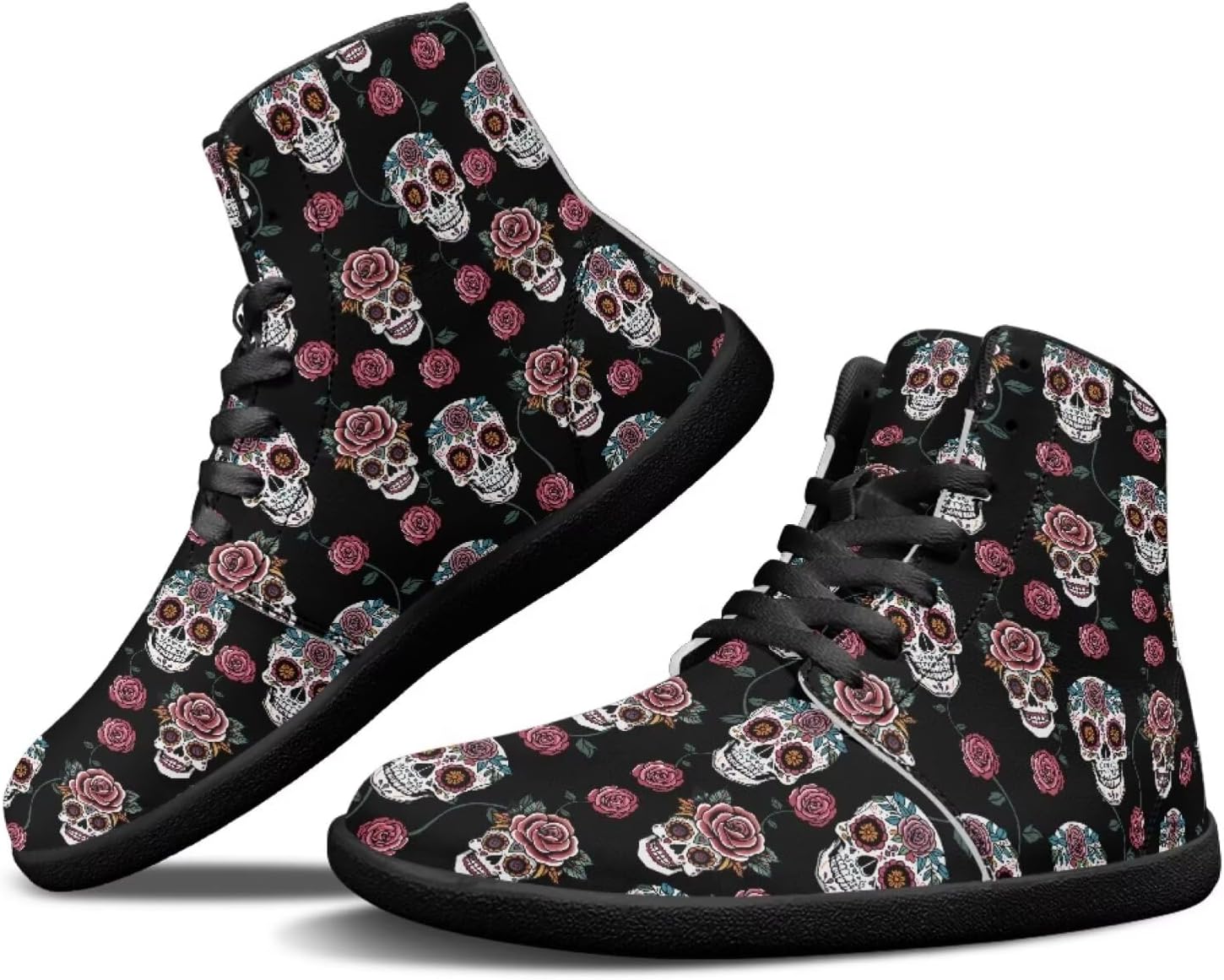 

Высокие кроссовки Binienty для мужчин и женщин, шнуровка, босоножки, модные кроссовки с широкой носочной частью, водные туфли, спортивная обувь для улицы, Retro Skull and Rose