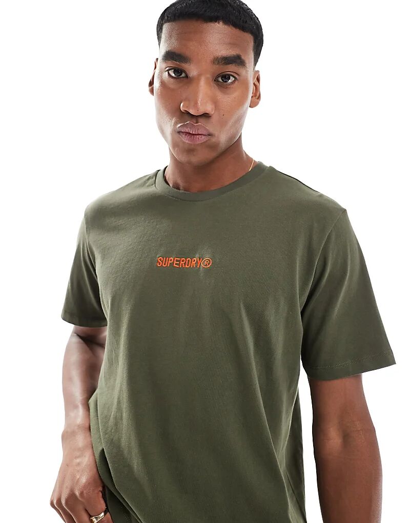 

Свободная футболка с микрологотипом цвета хаки Superdry
