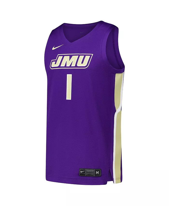 Мужская баскетбольная реплика джерси James Madison Dukes, фиолетовая Nike — фото 2