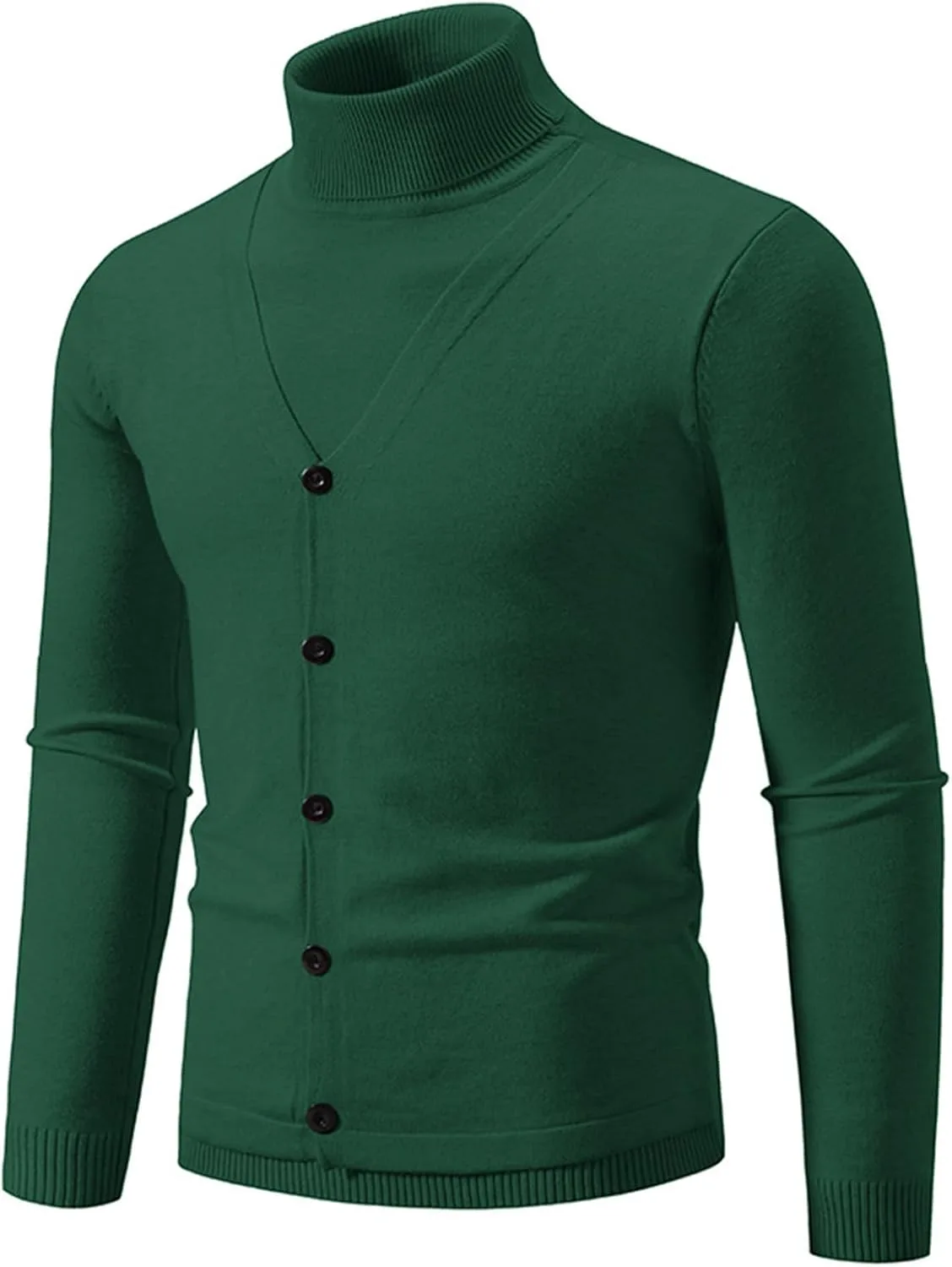 

Wankang мужской водолазка свитер fake two-piece вязаный свитер casual slim fit свитер пуловер solid color зимние свитеры