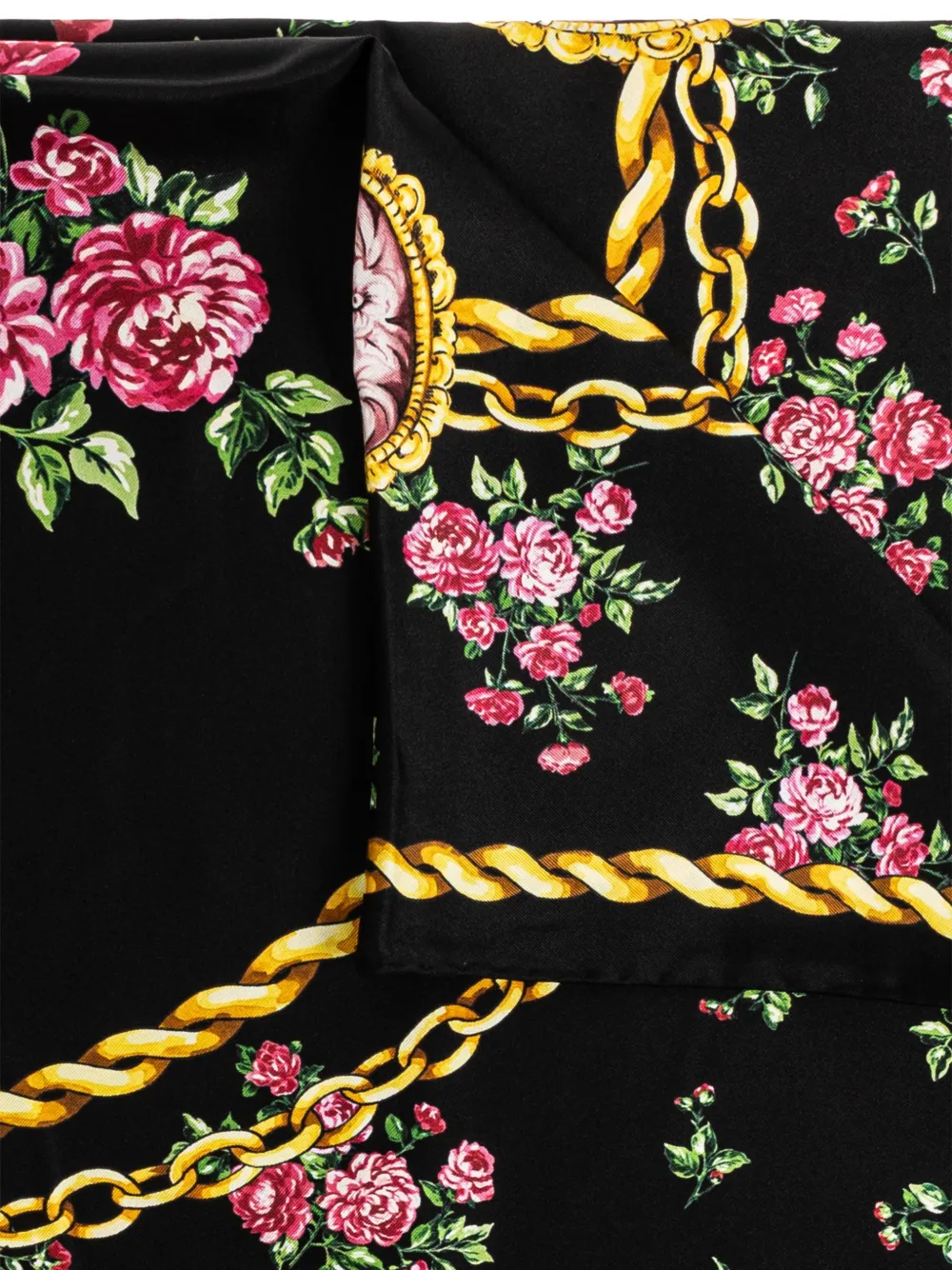 Шарф с цветочным принтом DOLCE & GABBANA, черный — фото 2