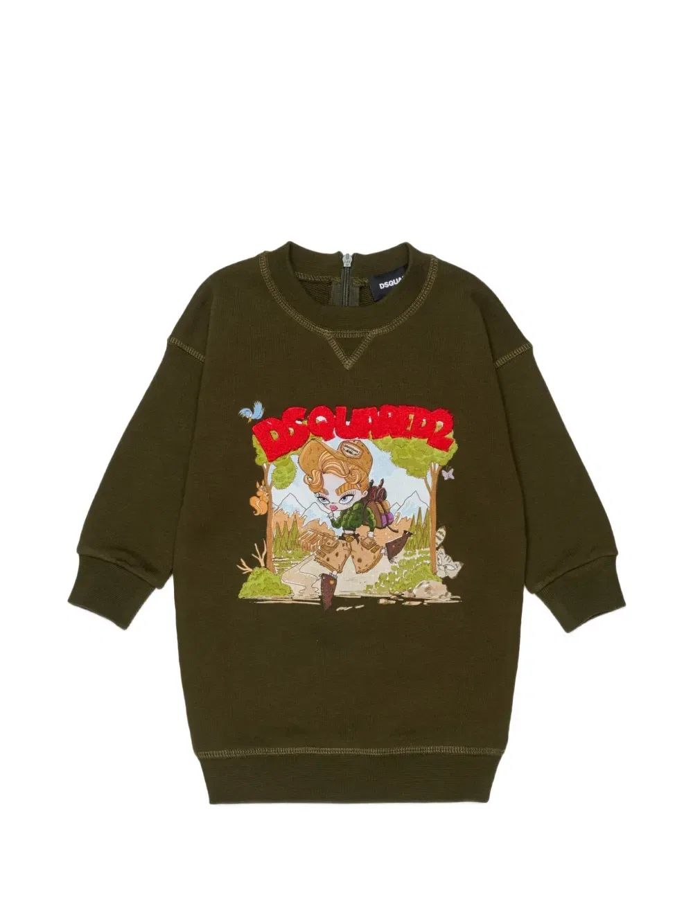 Платье с принтом и нашивкой-логотипом DSQUARED2 KIDS, зеленый