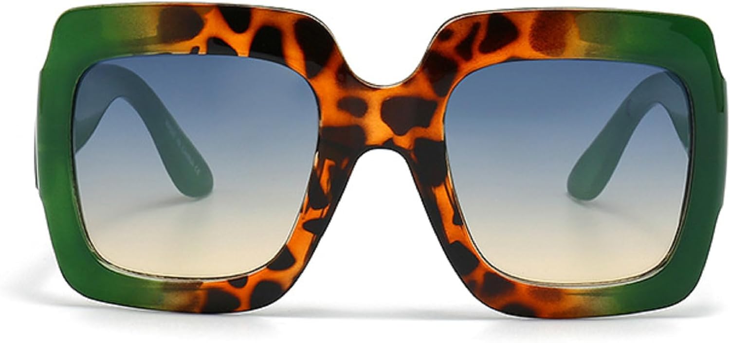 

Крупные модные квадратные солнцезащитные очки для женщин и мужчин, классические солнцезащитные очки-щитки, женские ретро-очки с градиентным леопардовым принтом mincl, Green