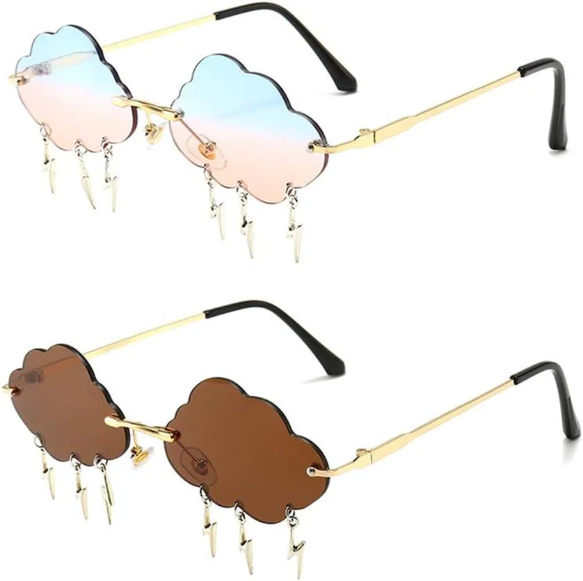 

Солнцезащитные очки ENTHYI Cloud lightning для женщин/мужчин, без оправы, модель Wave, очки для вечеринок, солнцезащитные очки без оправы, Brown/Blue Pink