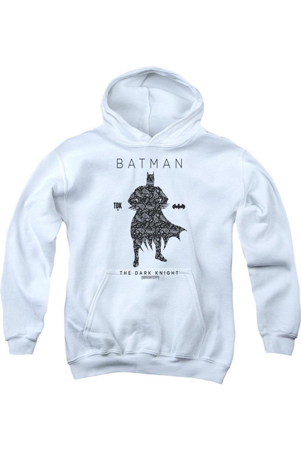 

Батмен в стиле пейсли, молодежная толстовка с капюшоном Gildan, белый