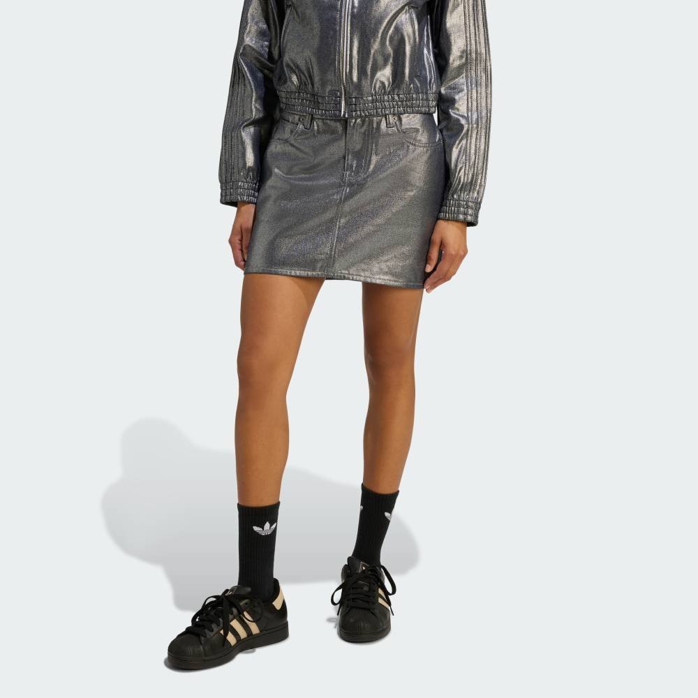 Джинсовая юбка Adidas с тремя полосками Adidas, Silver