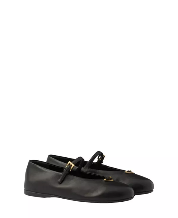 Женские балетки из кожи наппа Prada, черный