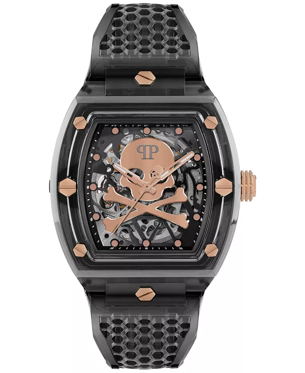 

Мужские автоматические часы-скелетоны с серым ремешком из термополиуретана 44x56 мм Philipp Plein, grey