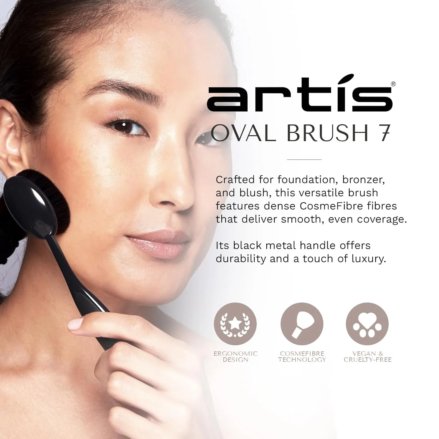 Кисть для макияжа Artis Elite Oval Brush 7 - черная, 1 шт., Black — фото 2