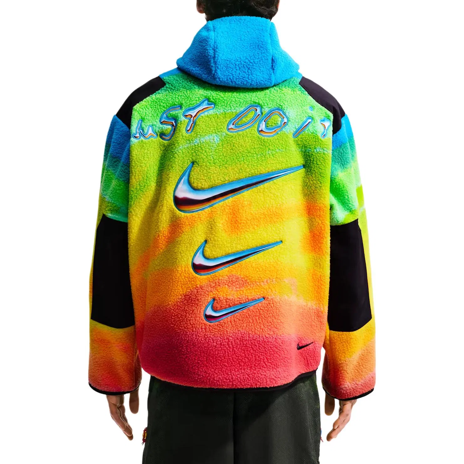 Толстовка унисекс синяя/желтая с капюшоном, свободная посадка Nike, Blue/Yellow — фото 3