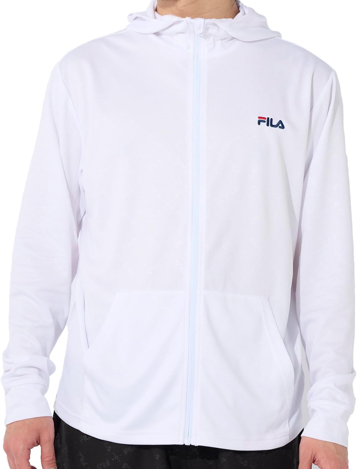 

Мужская футболка-рашгард FILA с длинными рукавами, защитой от УФ-излучения и тисненым логотипом, белый