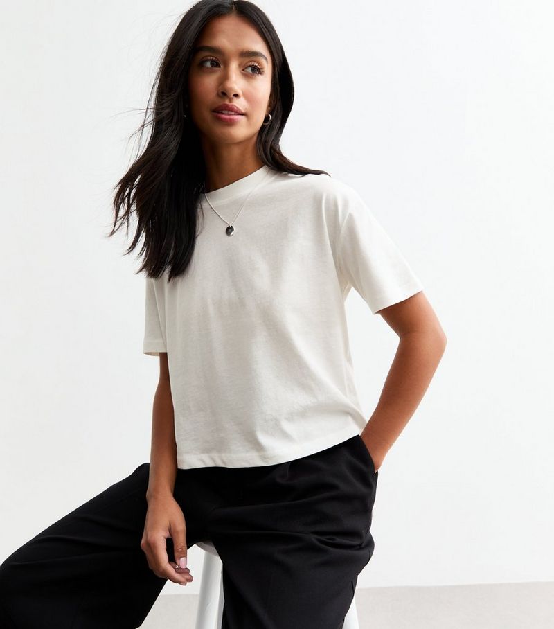 

Белая хлопковая футболка Petite Off-White New Look, белый