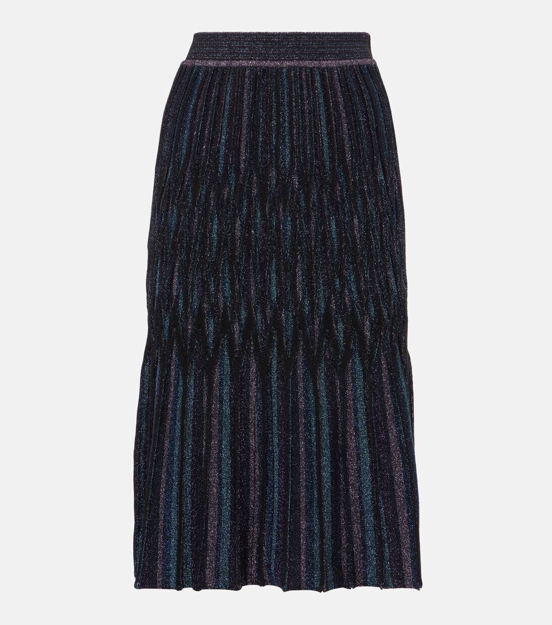 

Юбка миди из плиссированной ткани ламе Missoni, цвет dark tones multicolor
