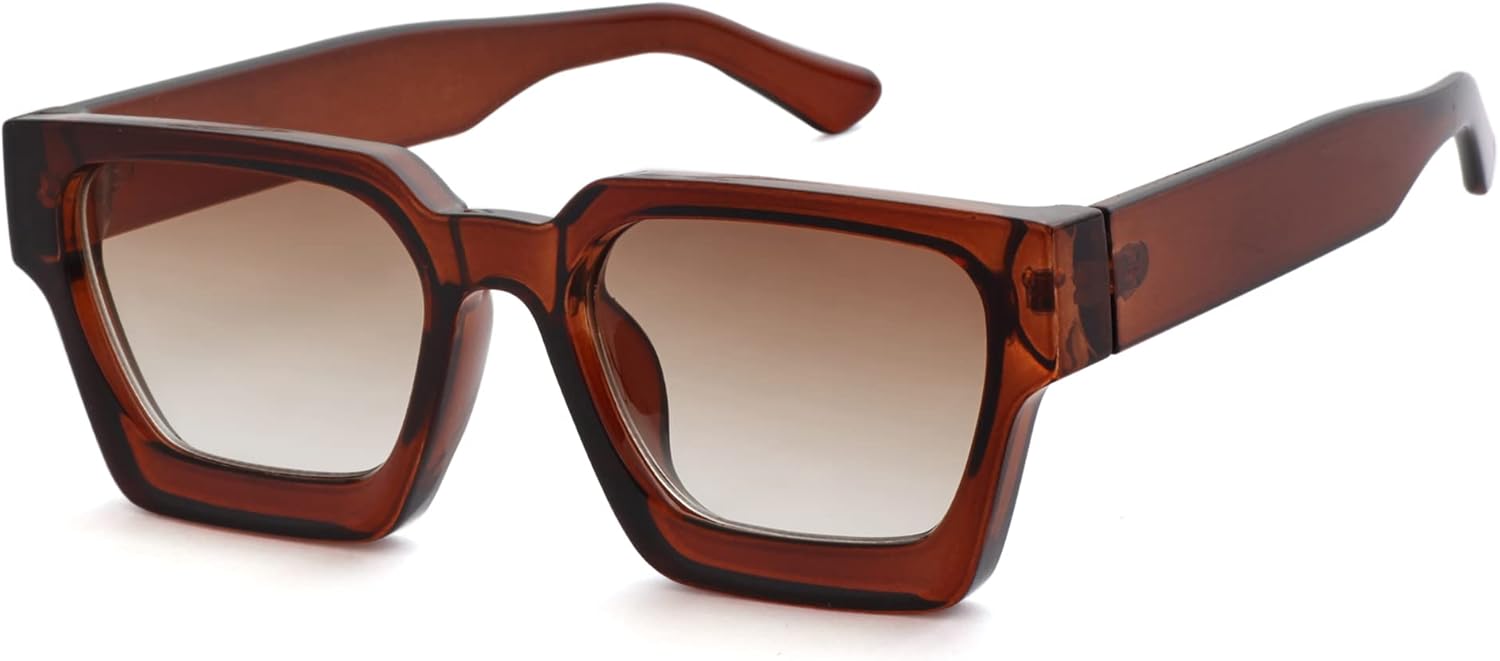 

Солнцезащитные очки Onrtry прямоугольной формы для женщин и мужчин с маленьким лицом, в стиле ретро, ​​квадратные солнцезащитные очки в толстой оправе, A3 Transparent Brown/Gradient Brown Lens