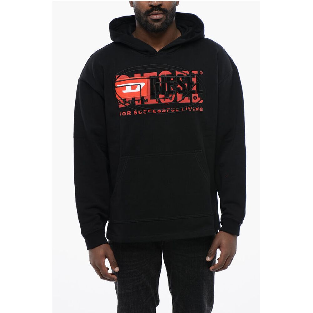 

Толстовка S-BAXT из начесаного хлопка с вышитым логотипом Diesel, Black