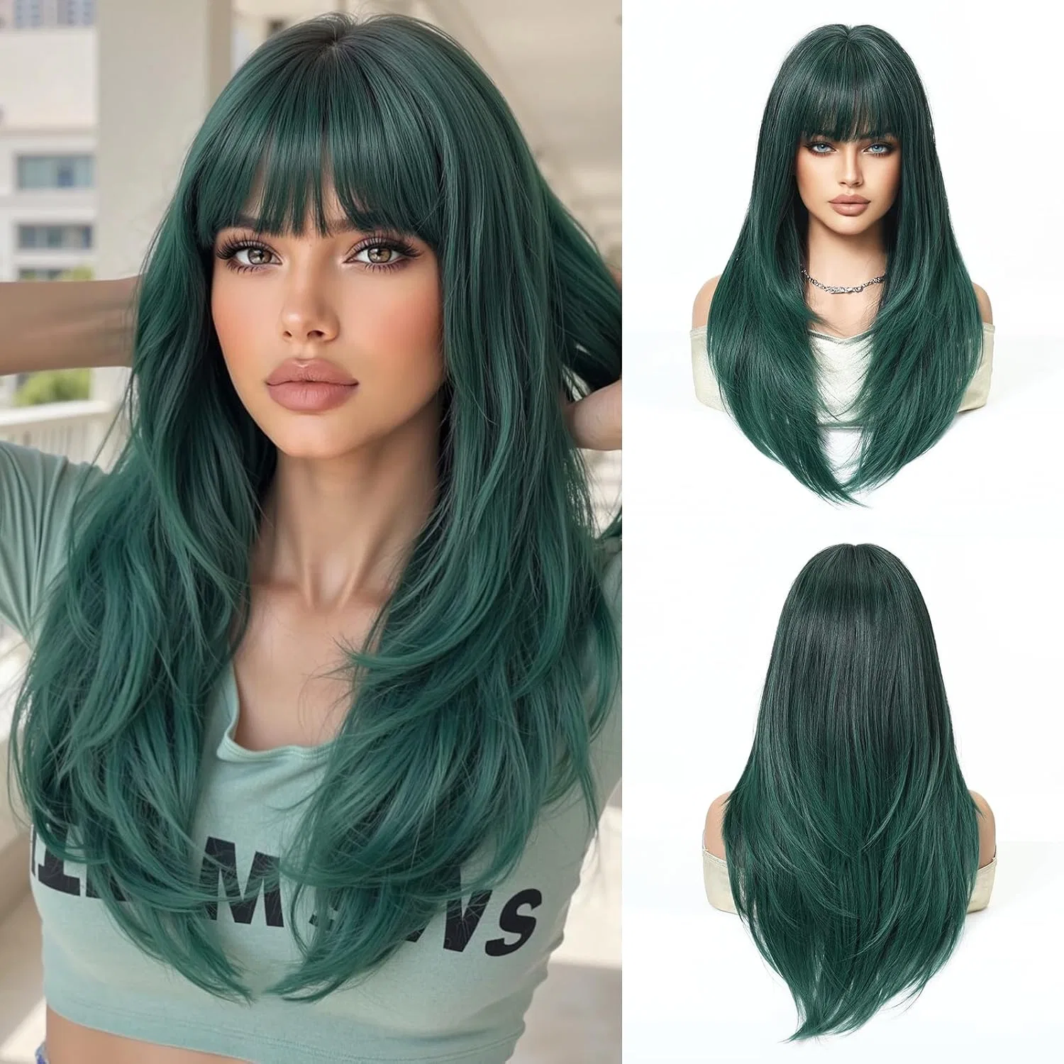 Женский длинный прямой зеленый парик «Esmee» с челкой Esmee, Green 6344-11