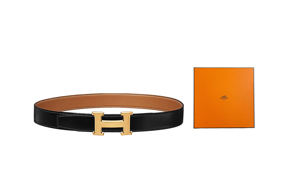 

Мужской ремень Hermes, черный/золотой