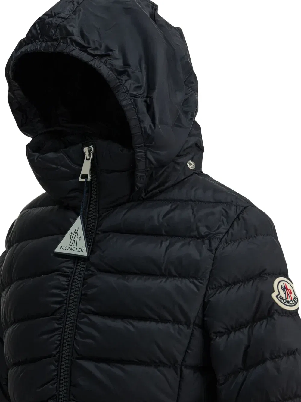 Стеганое пальто с капюшоном Moncler Enfant, черный — фото 3