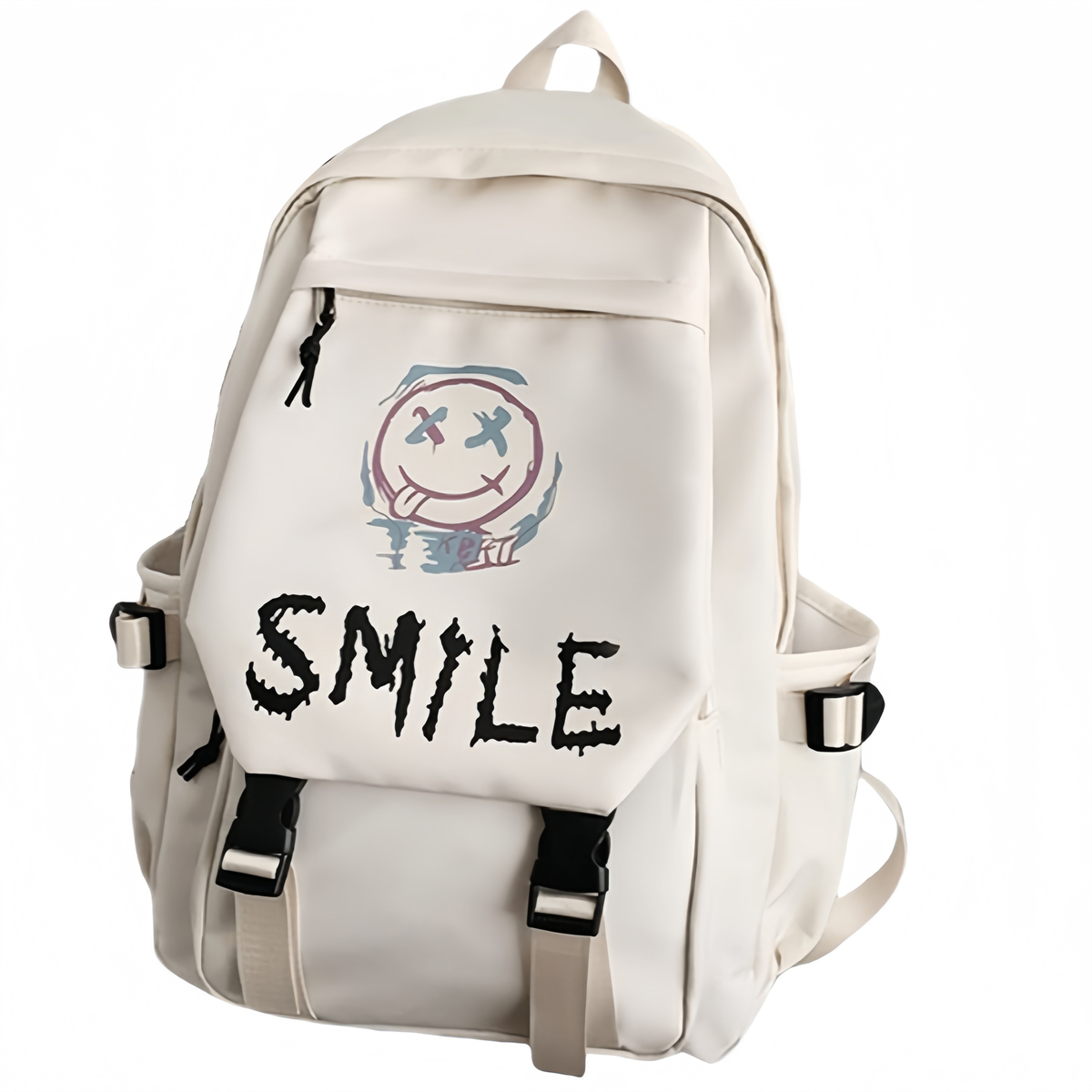 

BALANG Нейлоновый походный рюкзак унисекс черно-белый, White Smiling Monster Pattern, Charm Not Included