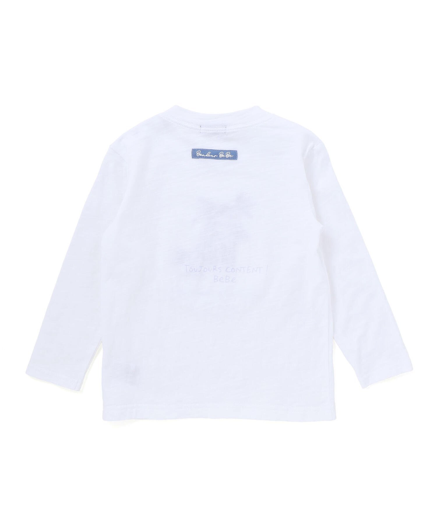 Футболка с длинным рукавом из фактурной джерси с принтом собаки (80-100 см) BeBe, White — фото 4