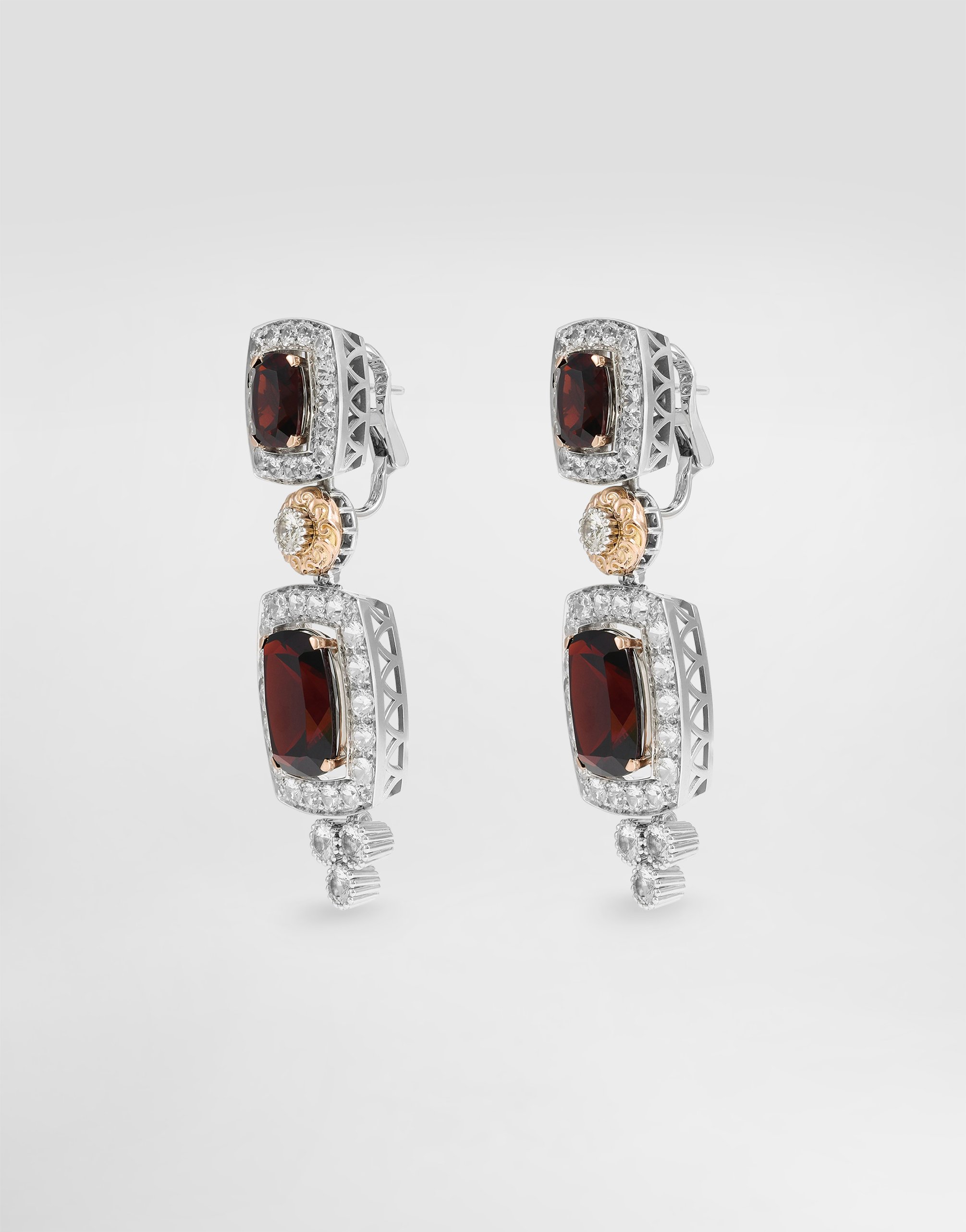 Серьги eleganza из белого и розового золота 18 карат с гранатами и сапфирами Dolce & Gabbana, белый — фото 3