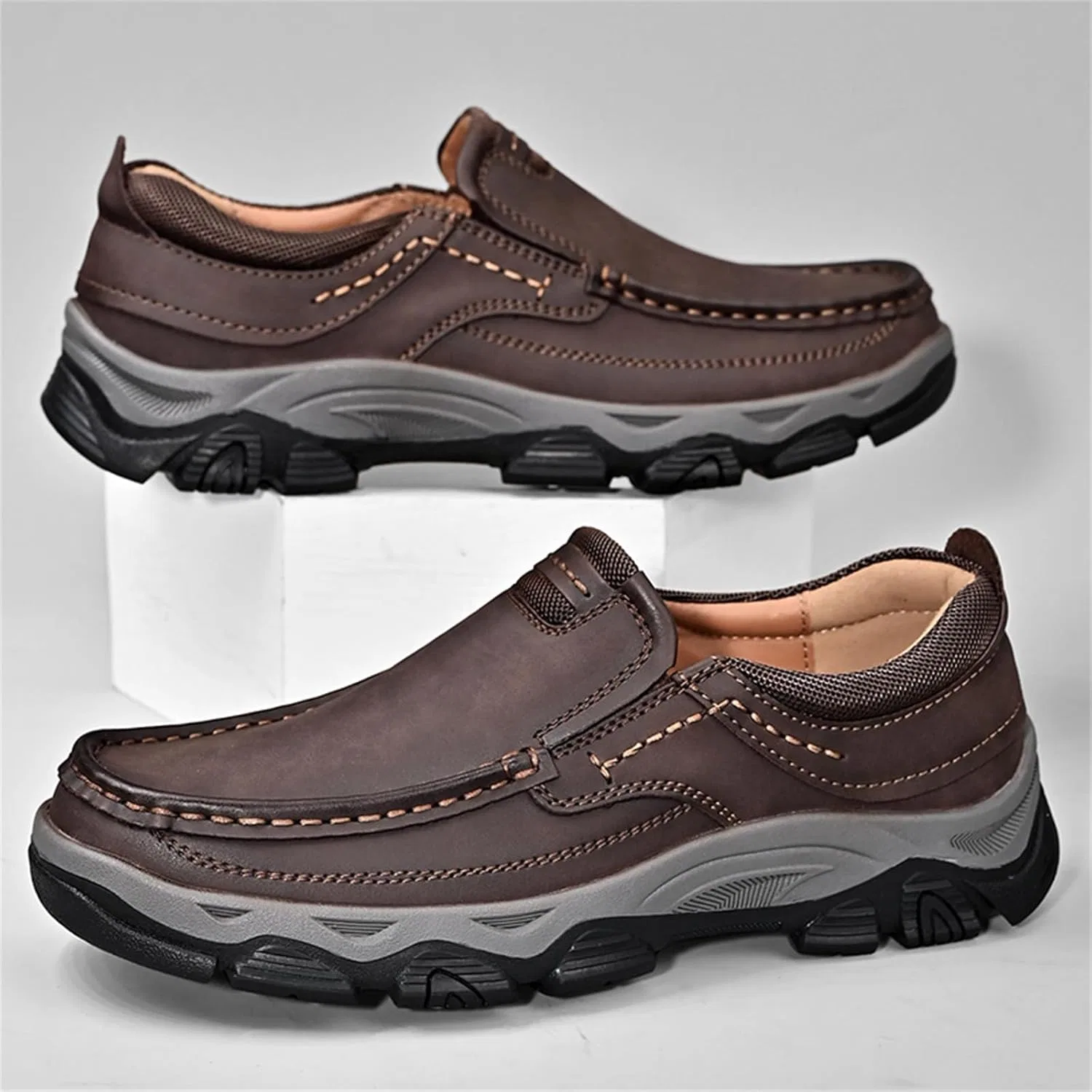 Мокасины кожаные Loafers Dark Brown-1 HOUDBDOL — фото 4