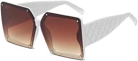 

Квадратные солнцезащитные очки 2027 года для женщин, модные, увеличенного размера, без оправы, с заклепками, винтажные очки для мужчин, ретро, ​​зеленые градиентные цвета MTZJH, White