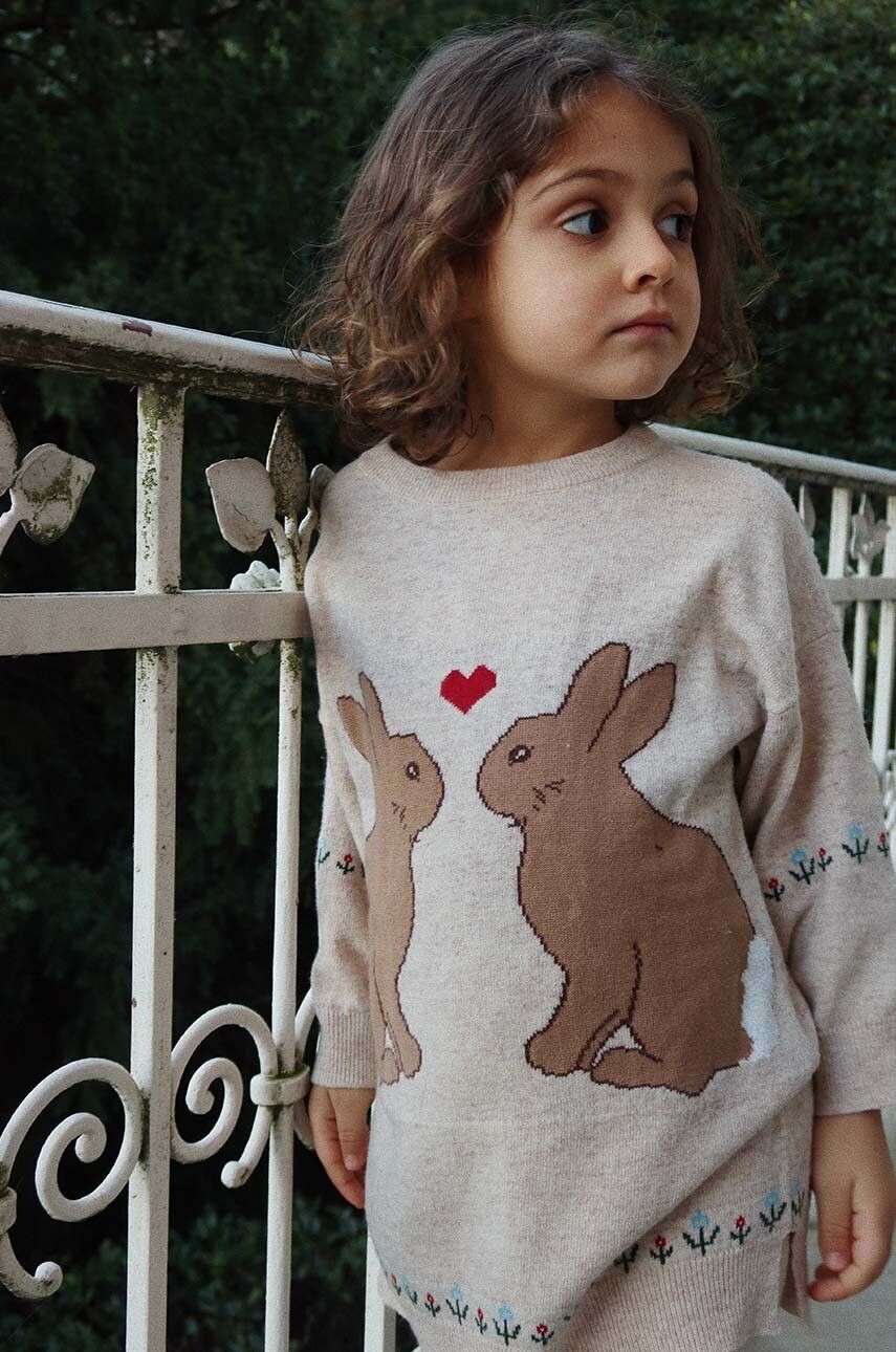 

Детское шерстяное платье Konges Sløjd ELI KNIT DRESS, бежевый