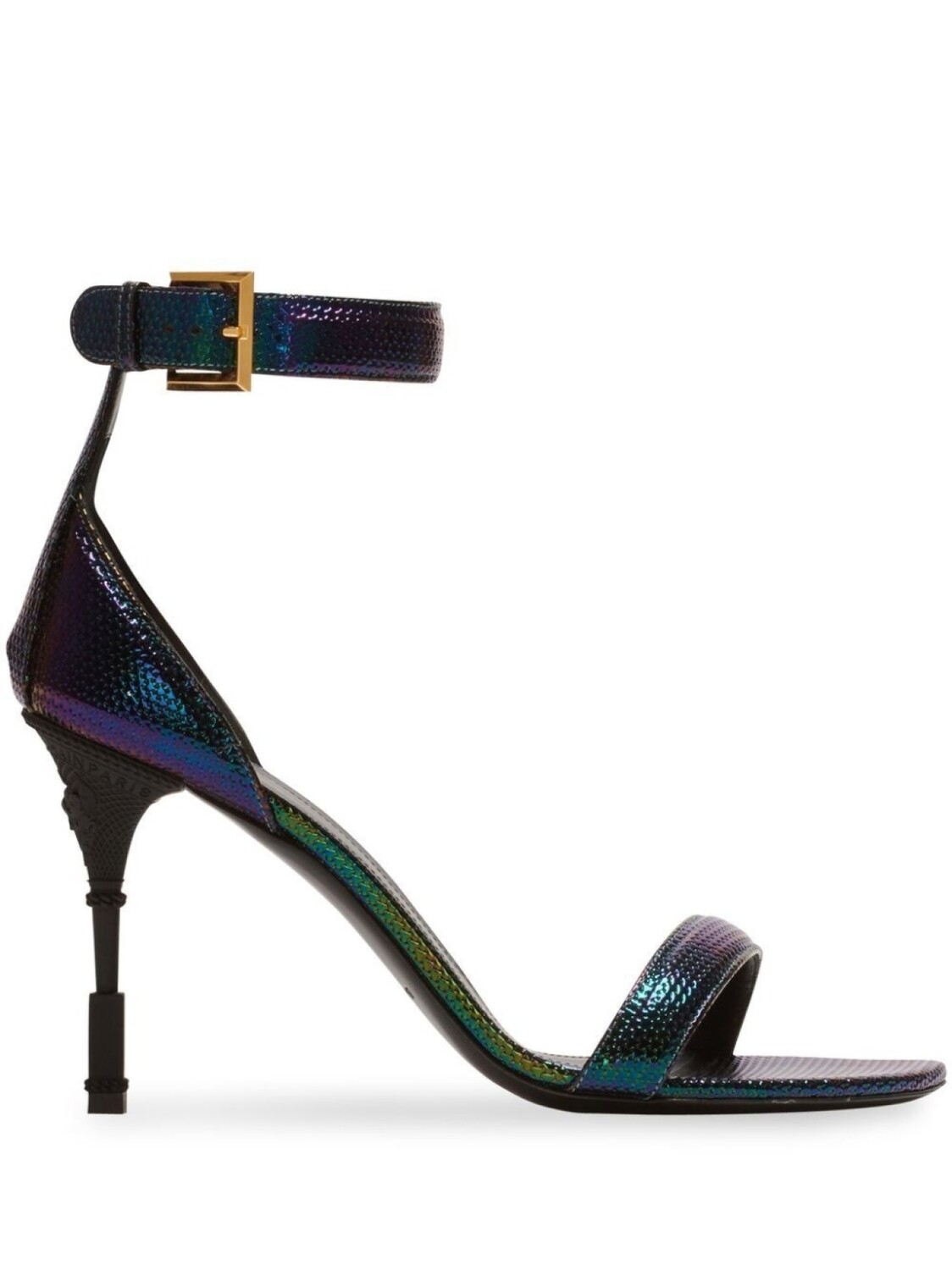 

Balmain metallic-effect leather sandals, синий
