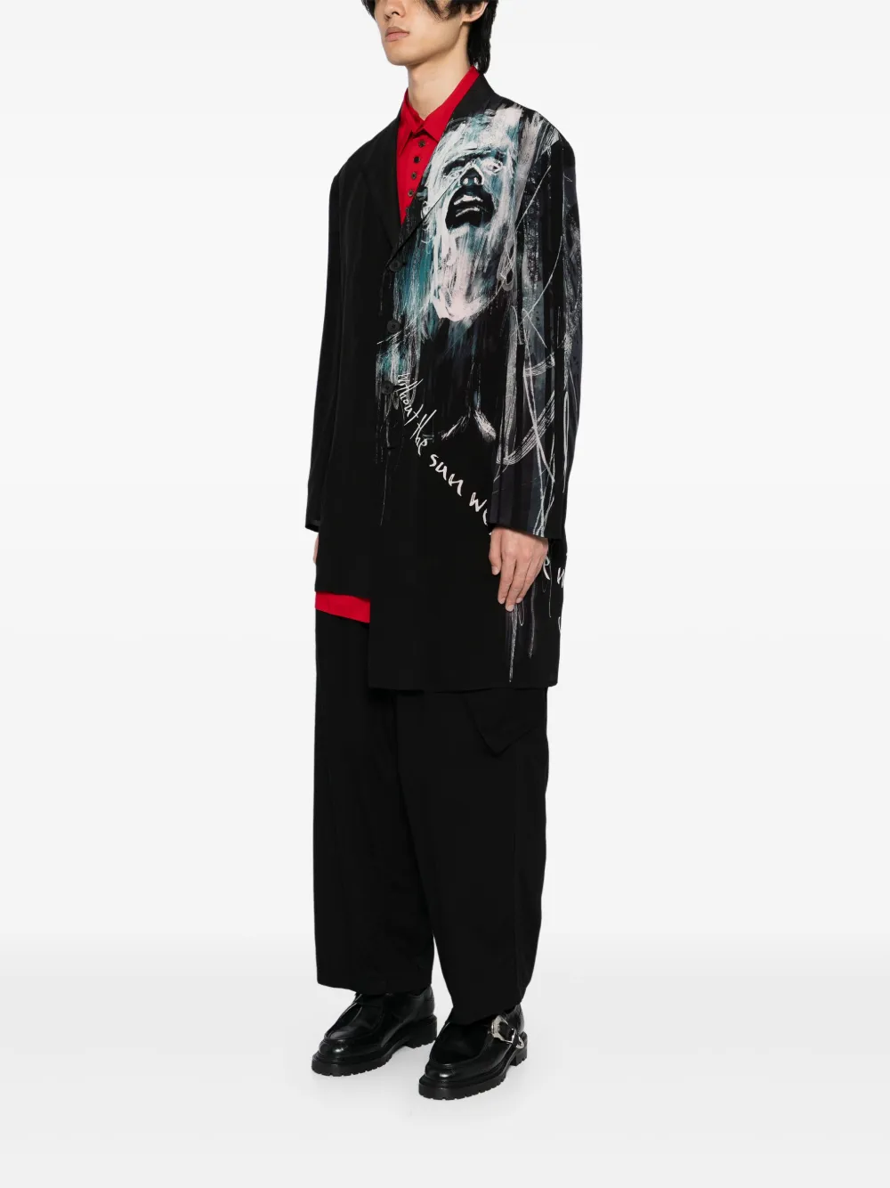 Пиджак с узором Yohji Yamamoto, черный — фото 3