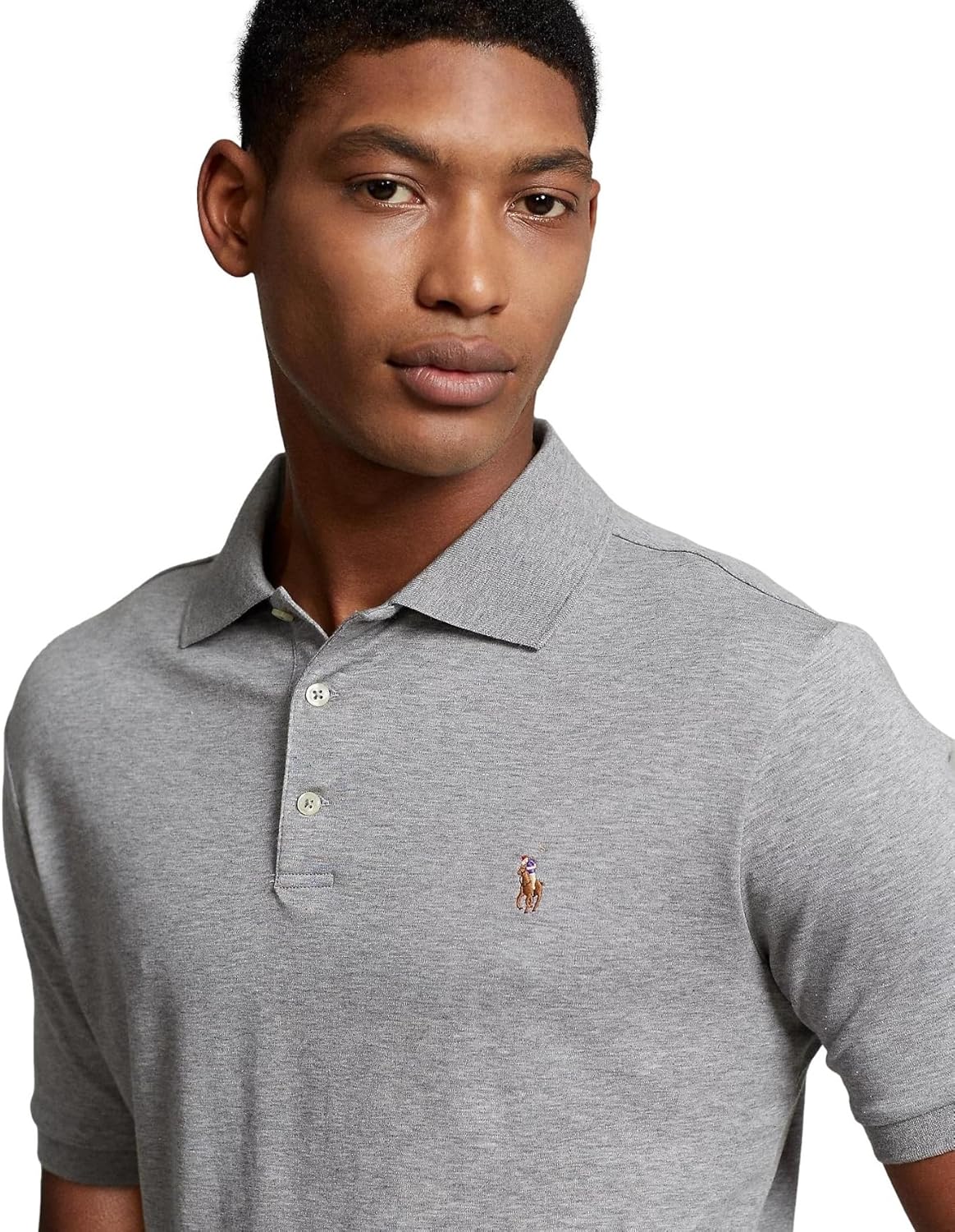 POLO RALPH LAUREN Мужская классическая футболка-поло из мягкого хлопка, Ralph Lauren Grey Heather — фото 2