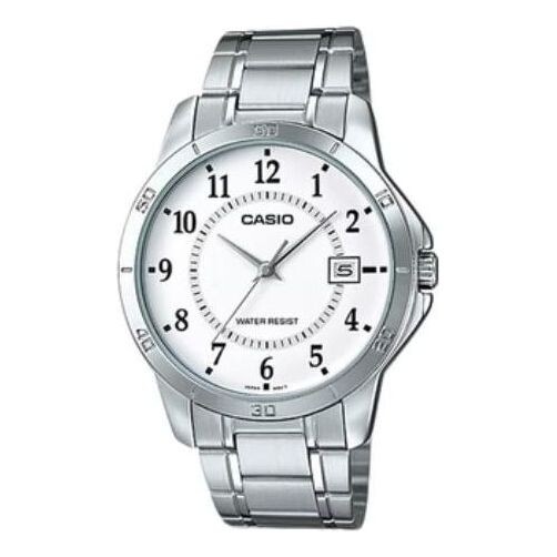 

Часы Men's CASIO Minimalistic Large Steel Strip Waterproof Quartz Watch Silver Stainless Steel Strap Mens, белый