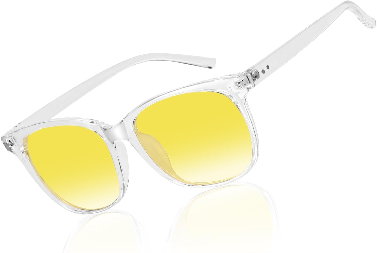 

Очки для вождения в ночное время HAOLOTA с поляризацией, HD-фильтром, желтыми линзами и защитой от бликов, солнцезащитные очки для мужчин и женщин, Nv06 Clear White Frame