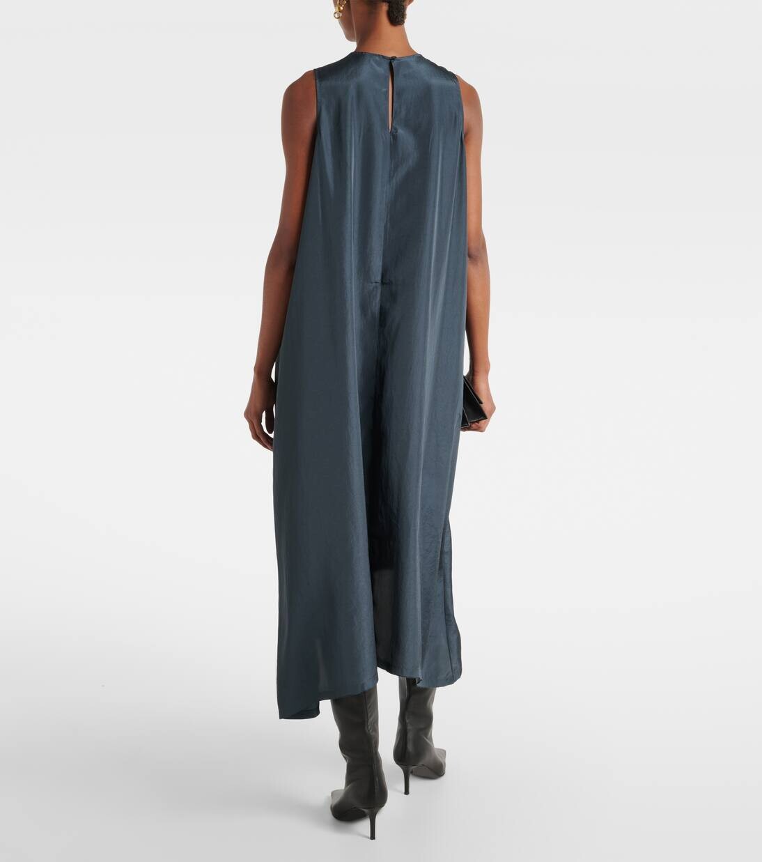 Асимметричное атласное платье Acne Studios, цвет anthracite grey — фото 3