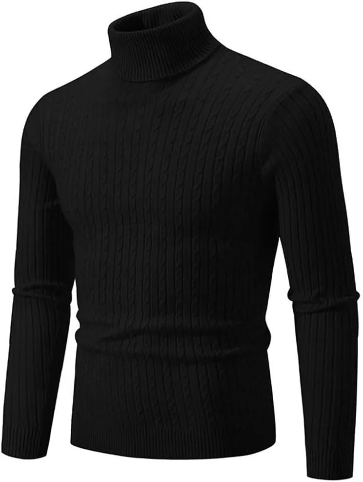 Мужской свитер-пуловер с длинным рукавом Slim Fit и высоким воротником — фото 2