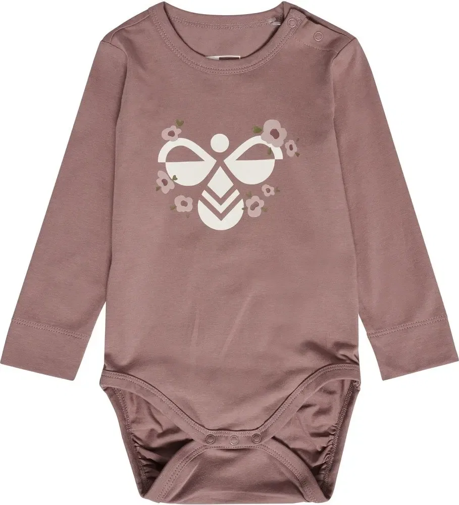 Боди с длинным рукавом, хлопок, Hummel, коричневый