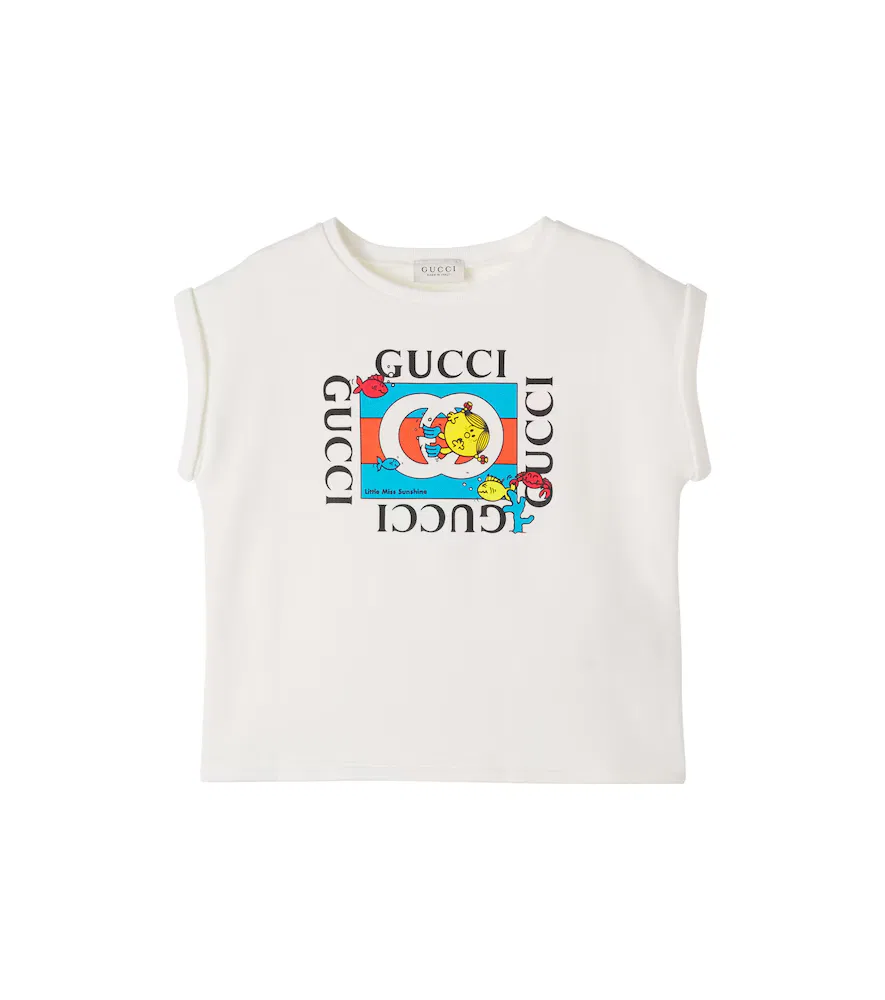 Футболка из хлопкового трикотажа "Мистер Мен: Маленькая Мисс" Gucci Kids, белый