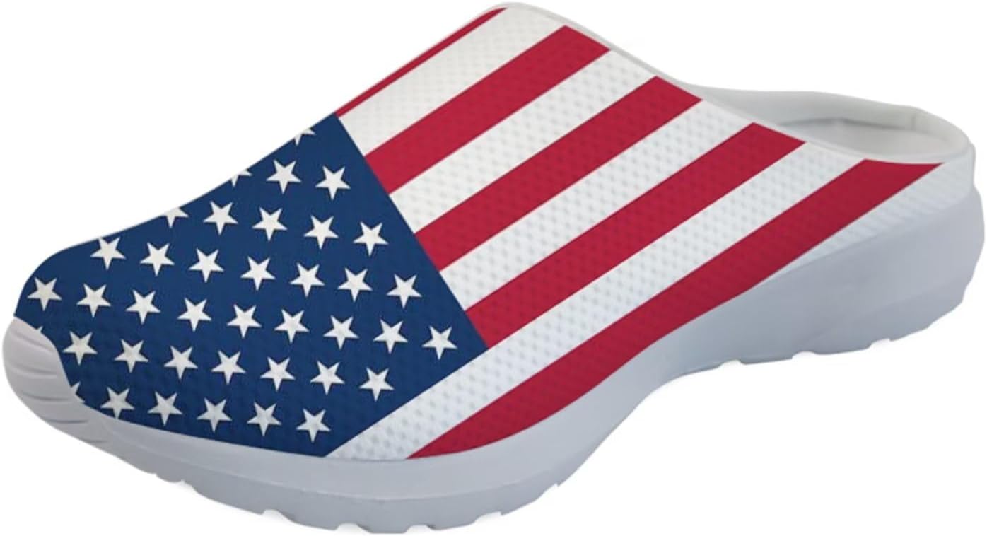 

Мужские сандалии GLENLCWE, женские прогулочные мюли, кроссовки, сетчатые мягкие садовые сабо, легкая обувь для душа и воды с поддержкой свода стопы, American Flag