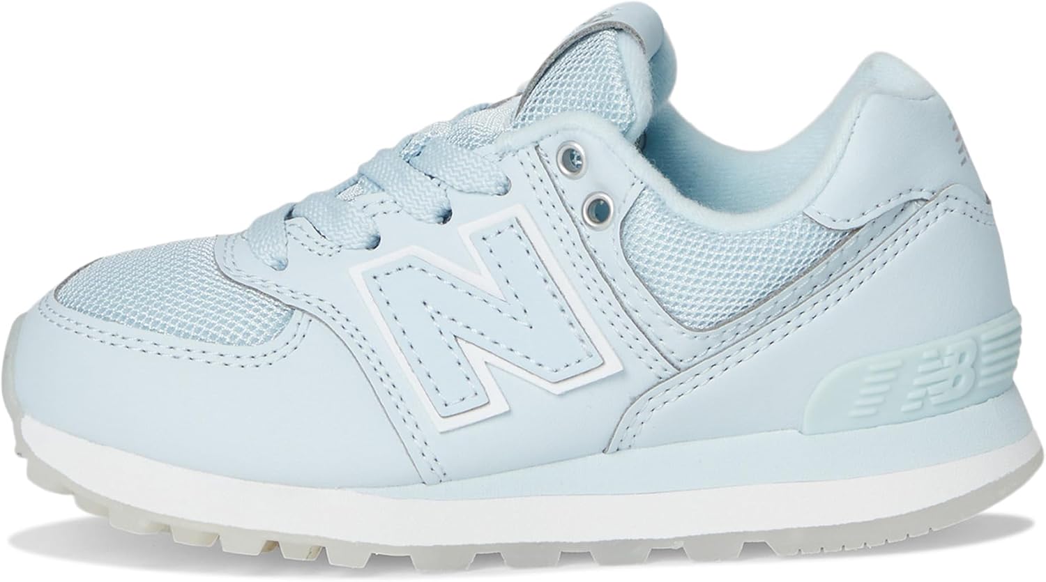 Кроссовки New Balance Kids' 574 V1 на шнуровке, Frosted Glass/Silver Metalic — фото 4